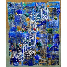 M. A. Bukhari, 24 x 30 Inch, Oil on Canvas, Calligraphy Painting, AC-MAB-257